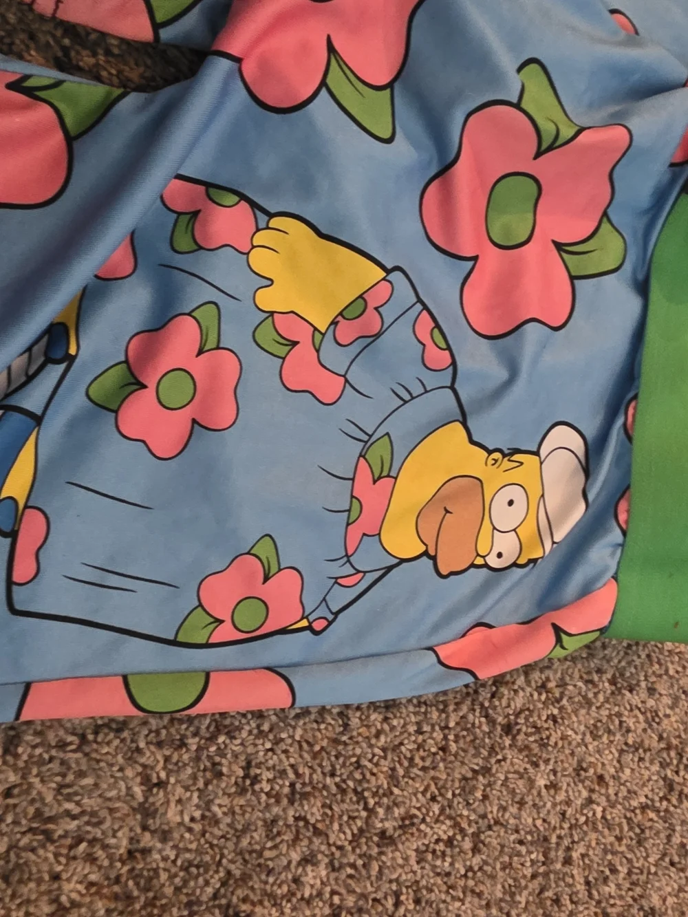 Simpsons Homer Men's Blue Floral Boxer Shorts with Green Elastic Waistband